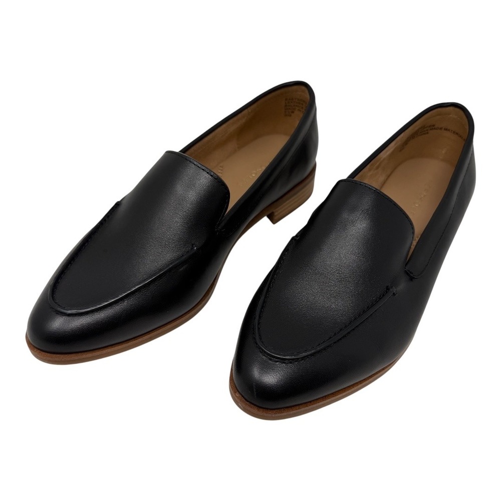 Aerosoles Eastside 2 Womens Black Leather Loafers Size 7.5 W Slip On Flats